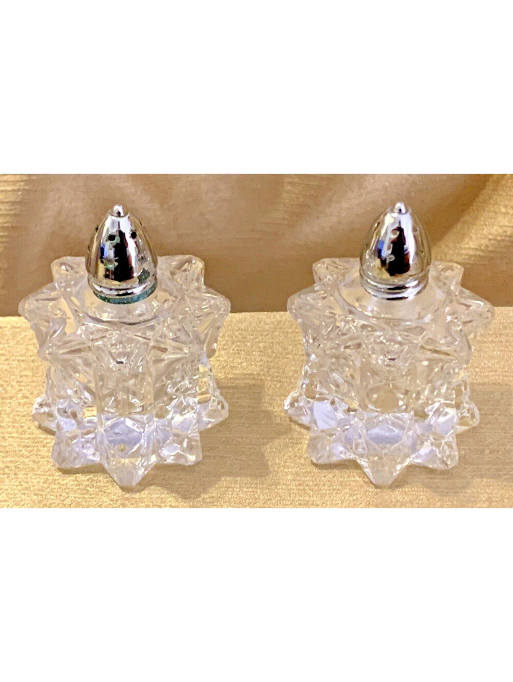 Antique Glass Salt Pepper Shaker Handmade Multi-Facet Classic Retro Geometric